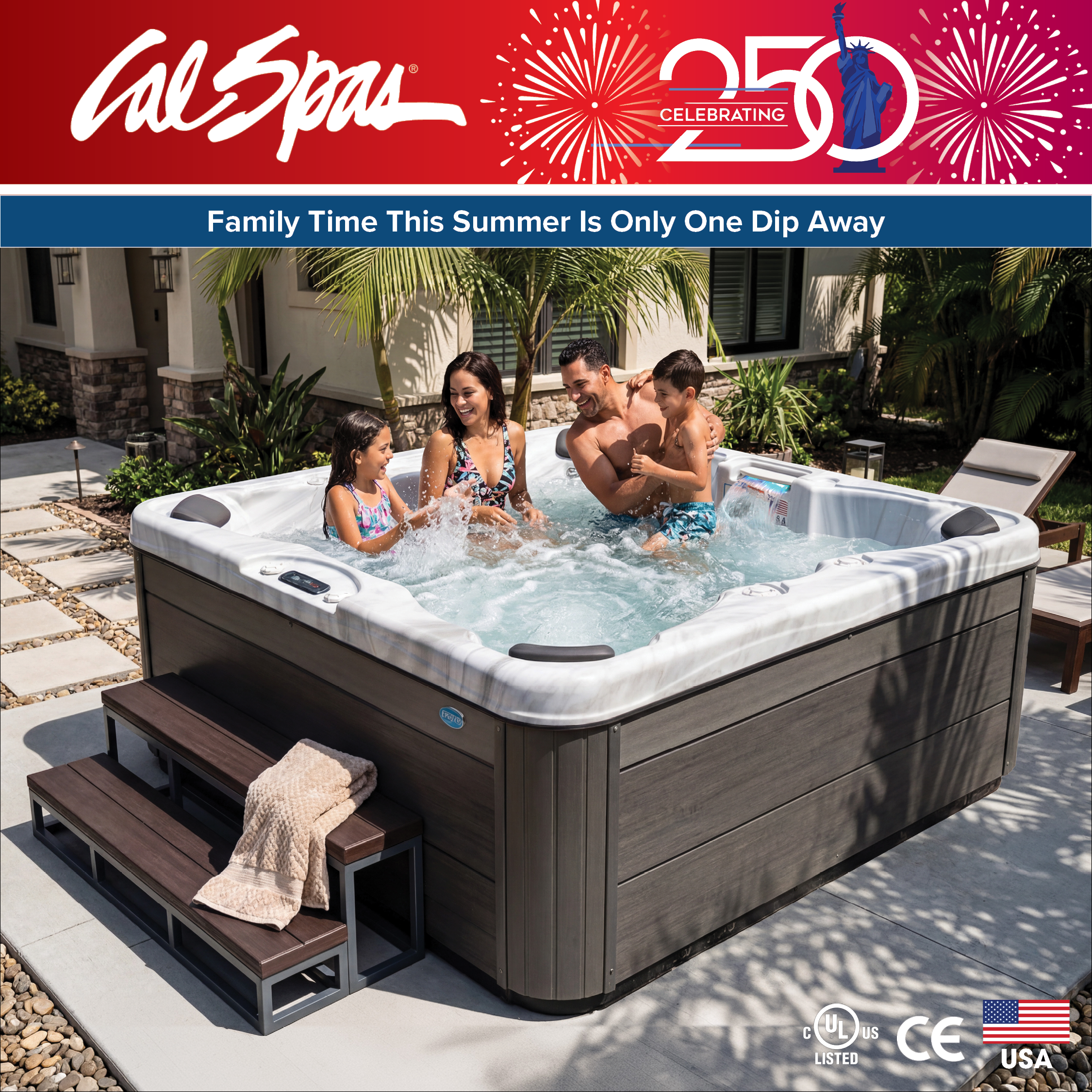 Calspas hot tub being used in a family setting - Klamath Falls